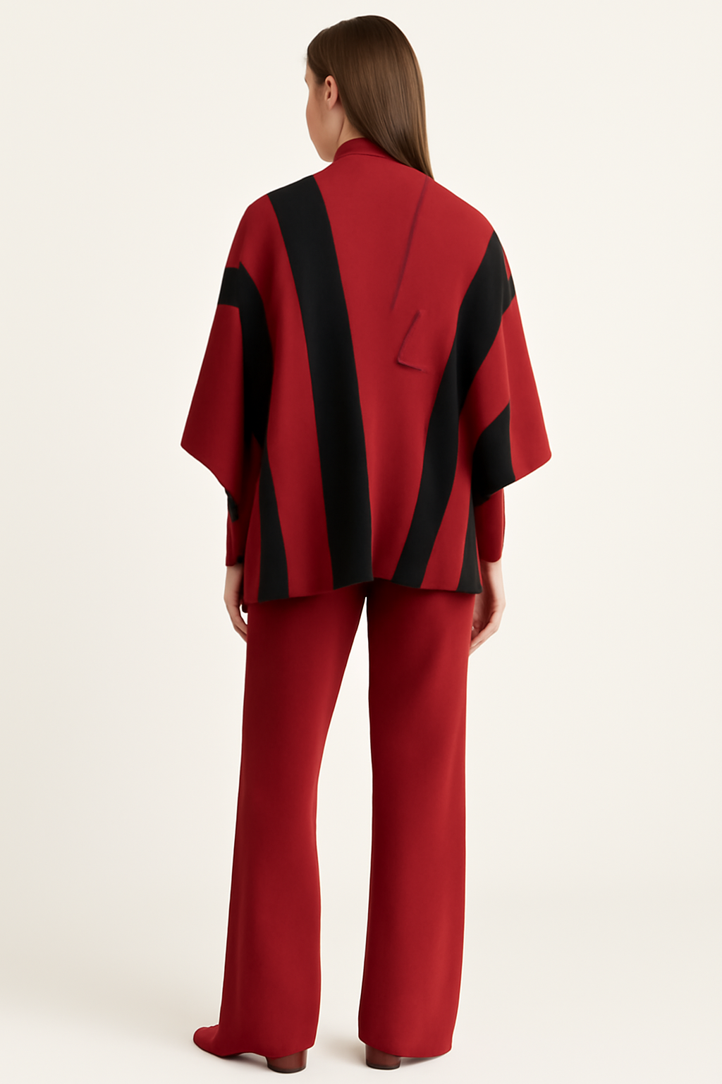 Elegant 3-Piece Knit Co-ord Set with Cape Shawl