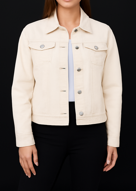 Women’s Off-White Classic Denim Jacket – Casual Everyday Layer