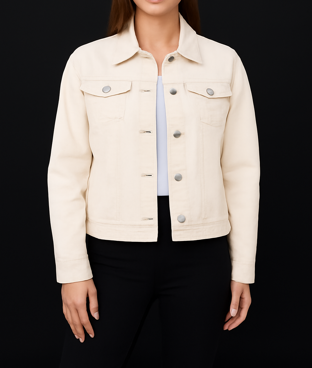 Women’s Off-White Classic Denim Jacket – Casual Everyday Layer
