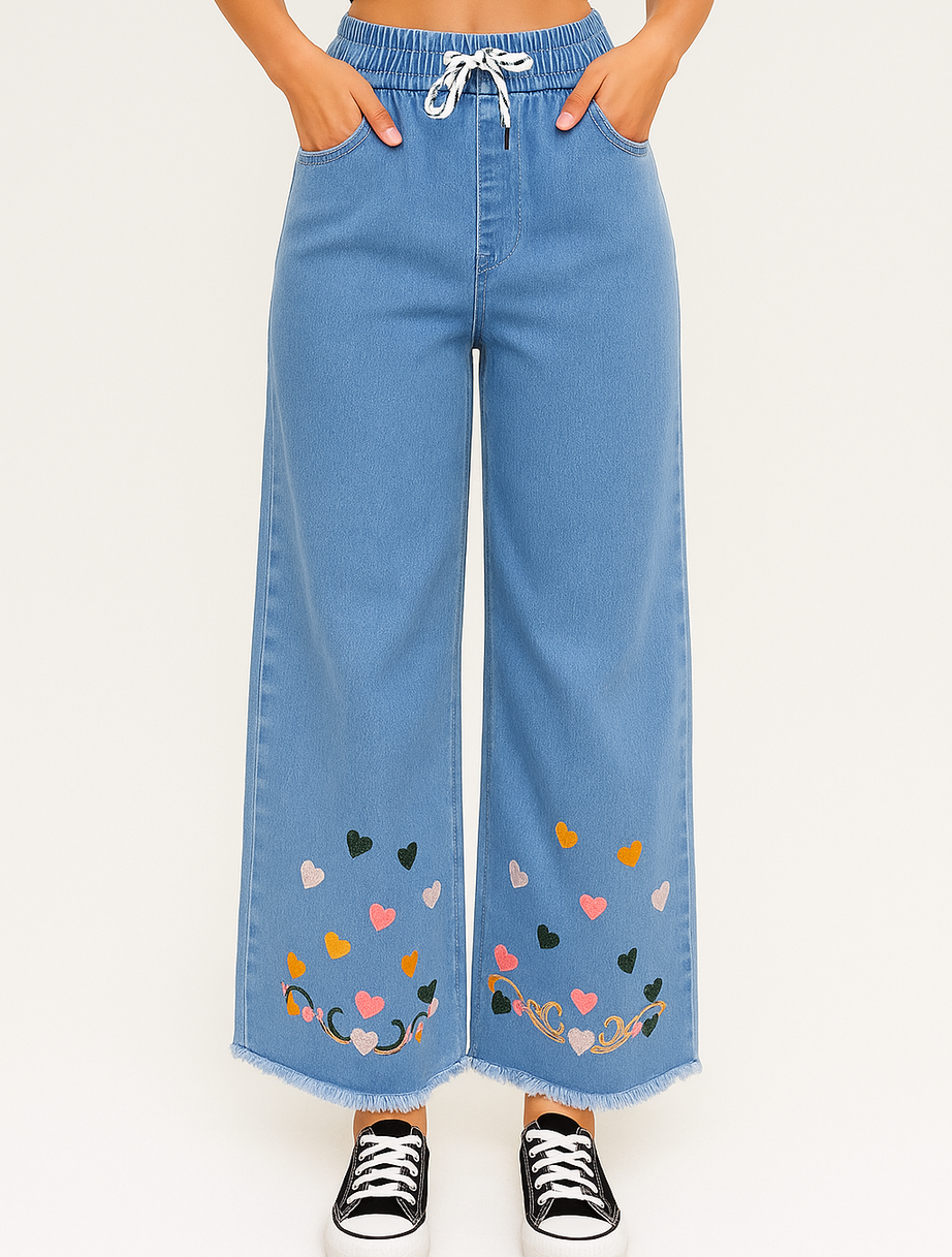 HEARTH embroidery wide leg pants