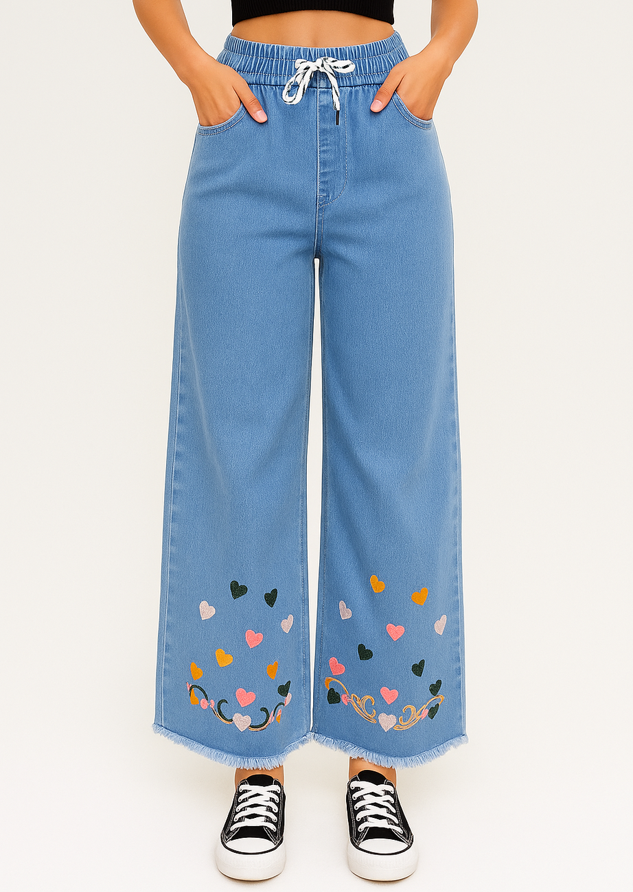 HEARTH embroidery wide leg pants