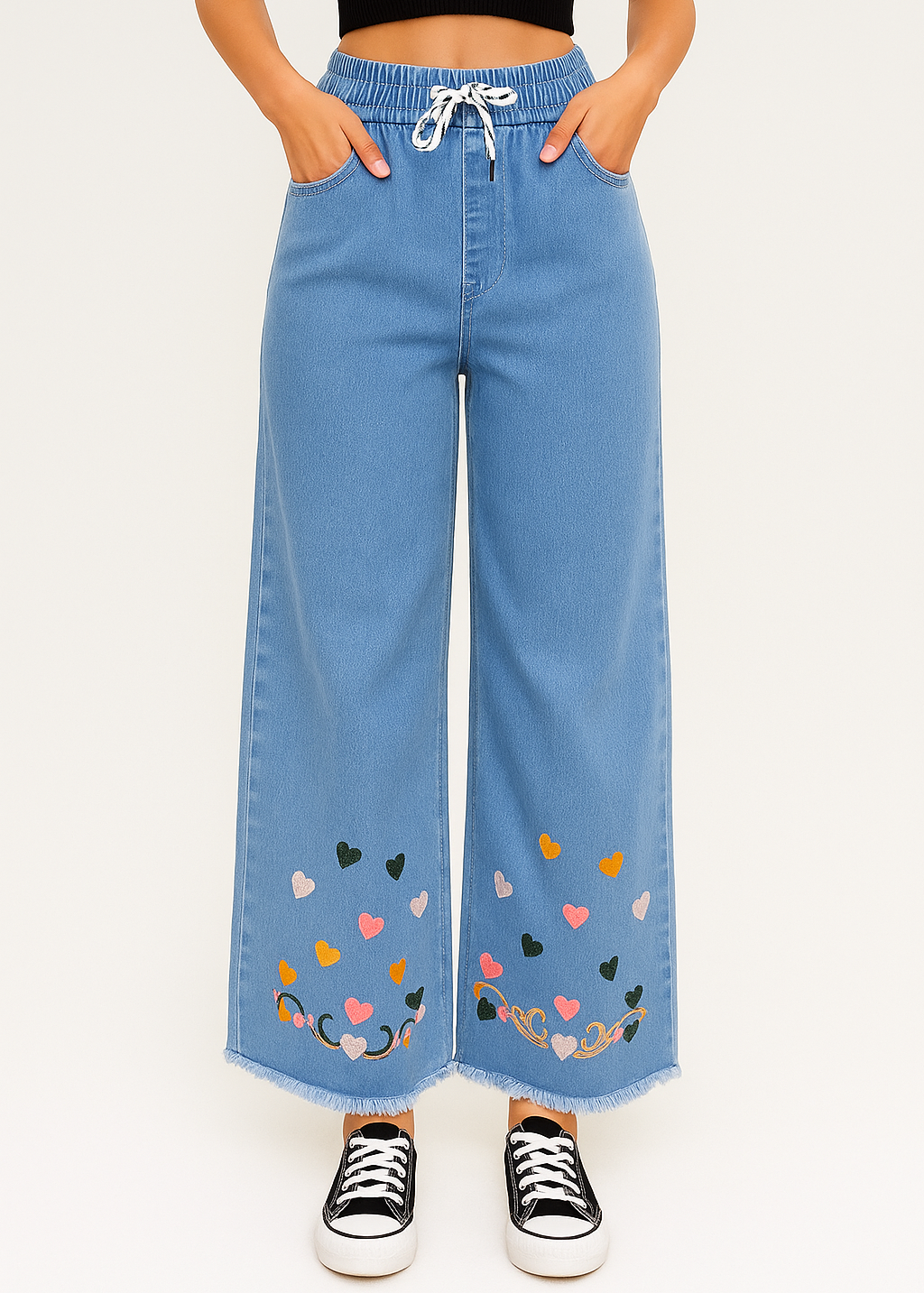 HEARTH embroidery wide leg pants