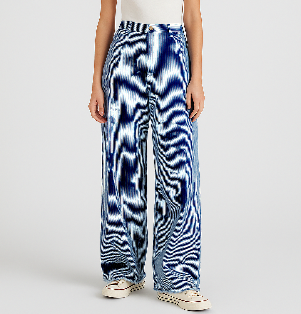 Ice Blue High-Waist Wide-Leg baggy Denim Jeans for Women