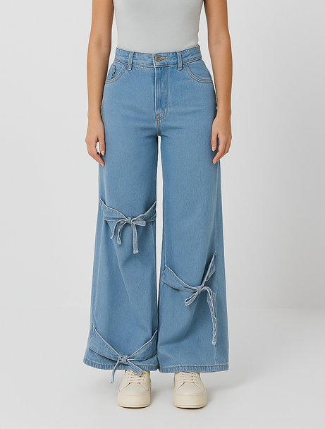 Amaya Bow Jeans – Stylish High-Waist Denim with Cute Bow Detailing for Trendy Girls