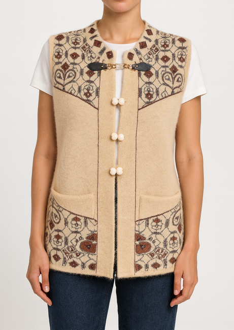 Women's Winterwear Woollen Sleeveless Cardigan/Sweater (Made of Pure Wool)