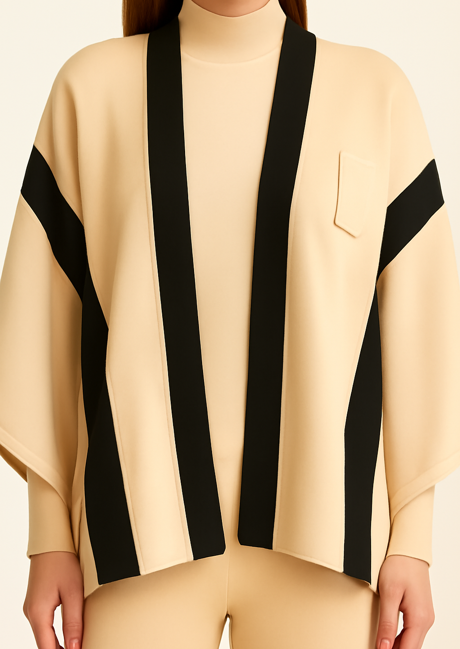 Stylish Winter Knit Ensemble with Drape Cape