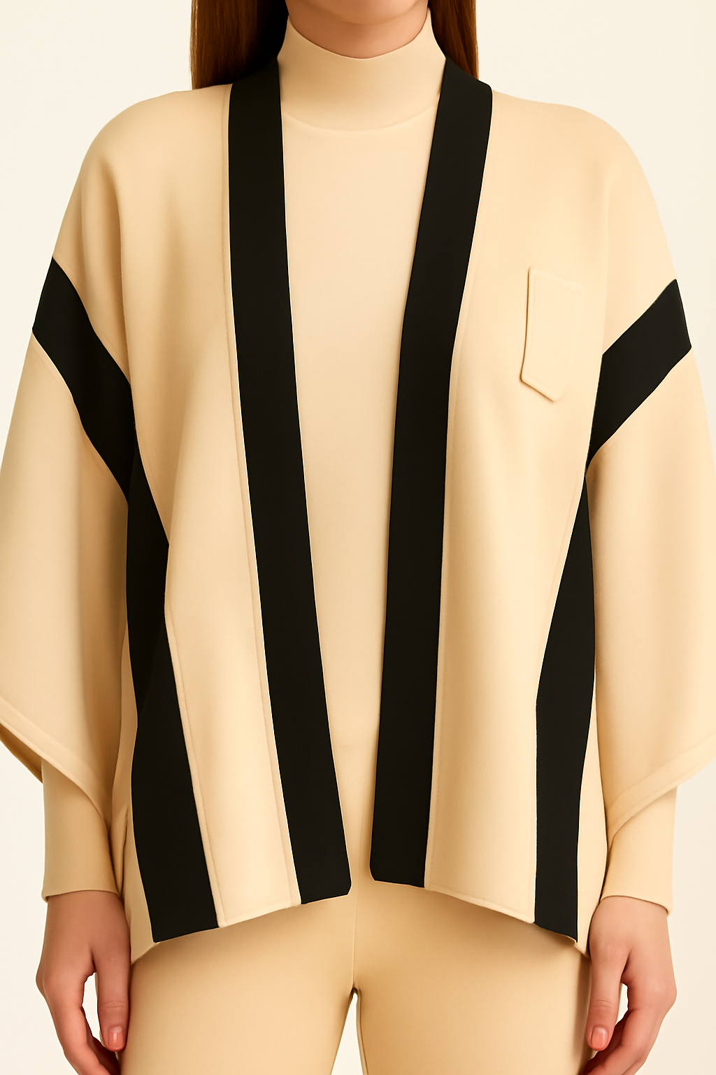 Stylish Winter Knit Ensemble with Drape Cape