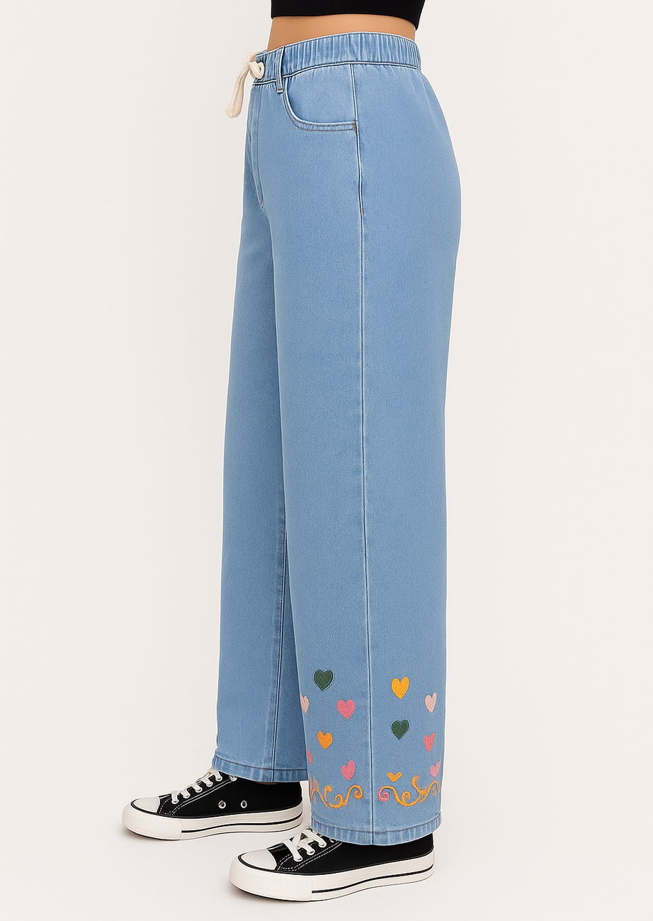 HEARTH embroidery wide leg pants