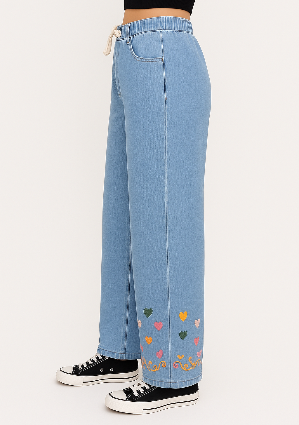 HEARTH embroidery wide leg pants