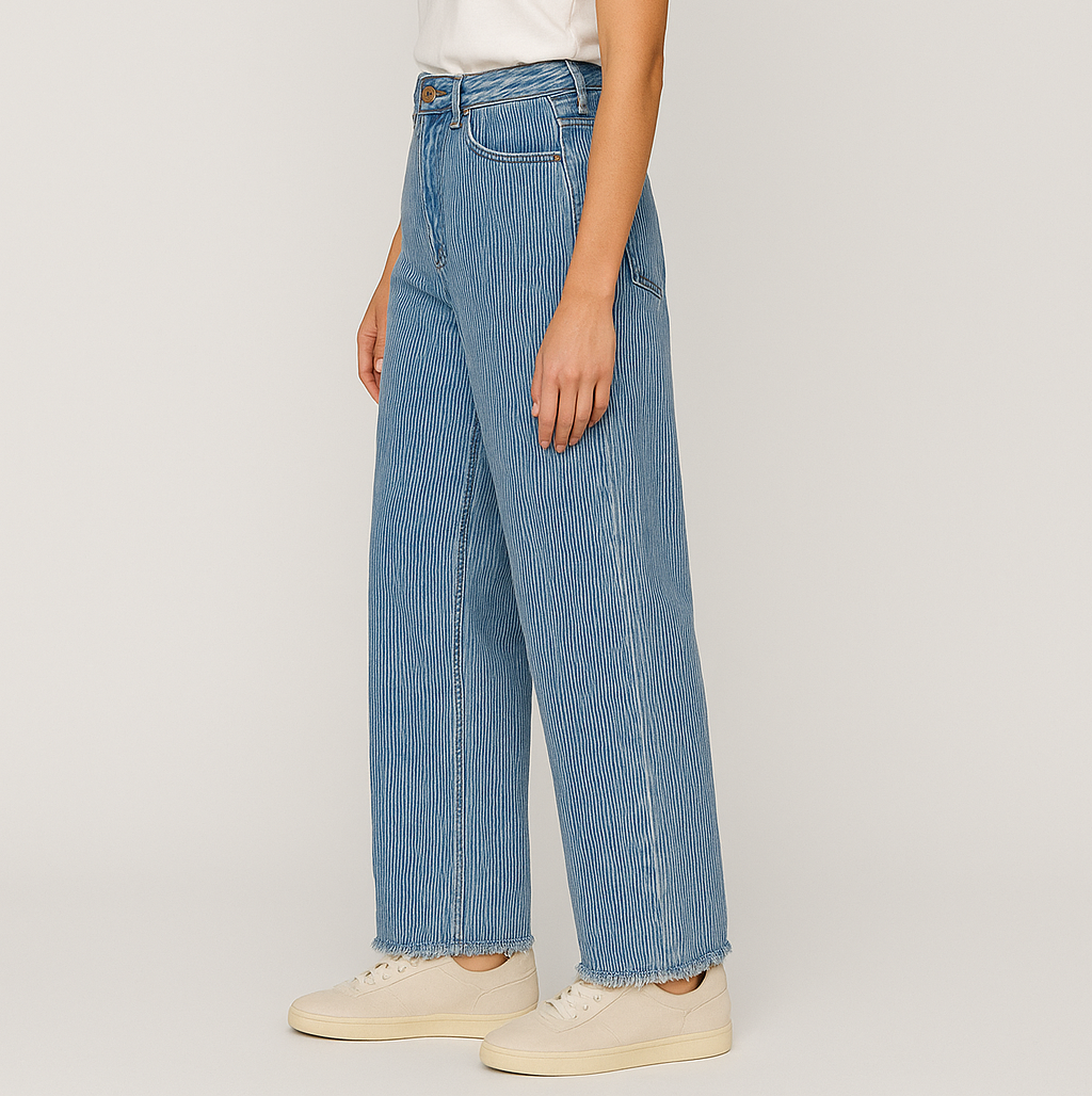 Ice Blue High-Waist Wide-Leg baggy Denim Jeans for Women