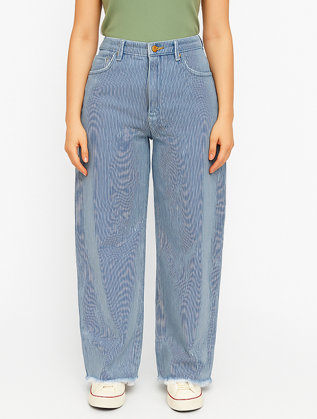 Striped Denim Flapper (Sky blue)