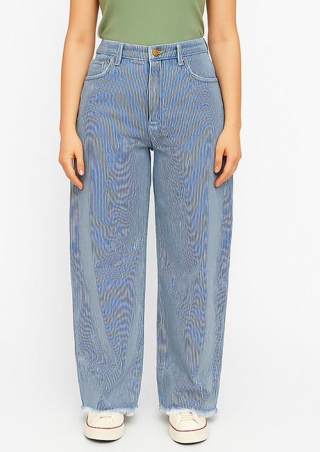 Striped Denim Flapper (Sky blue)