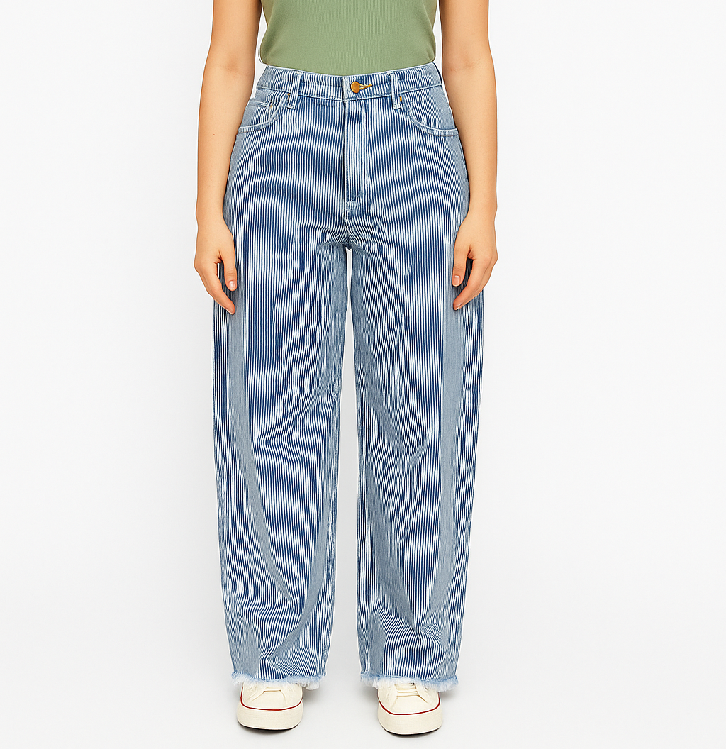 Striped Denim Flapper (Sky blue)