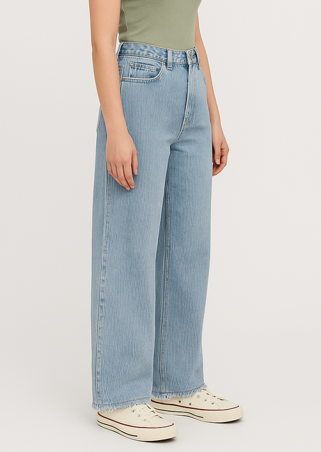 Striped Denim Flapper (Sky blue)