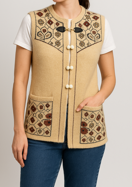Women's Winterwear Woollen Sleeveless Cardigan/Sweater (Made of Pure Wool)