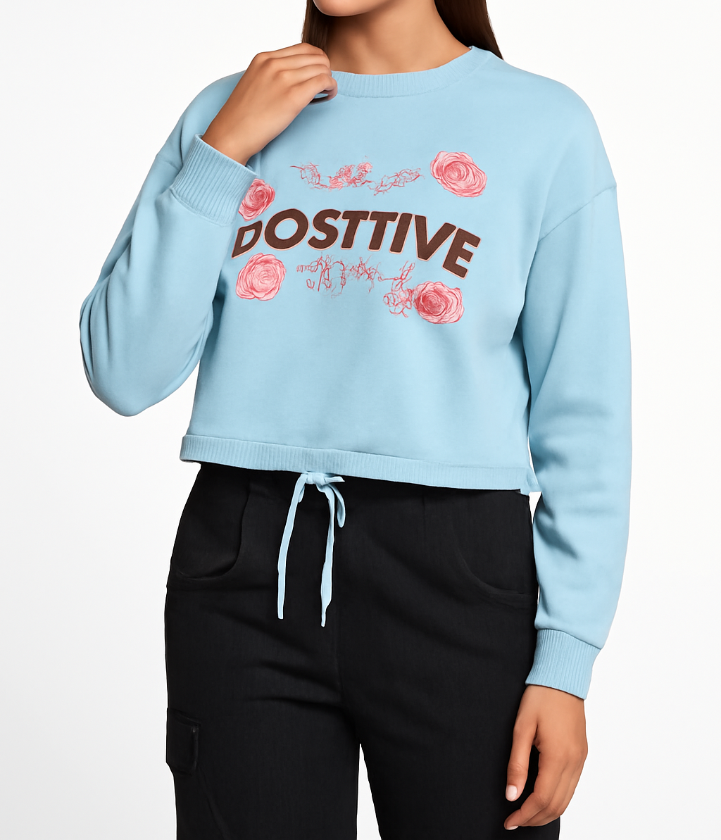 Positive Vibes Embroidered Sweatshirt with Floral Detail