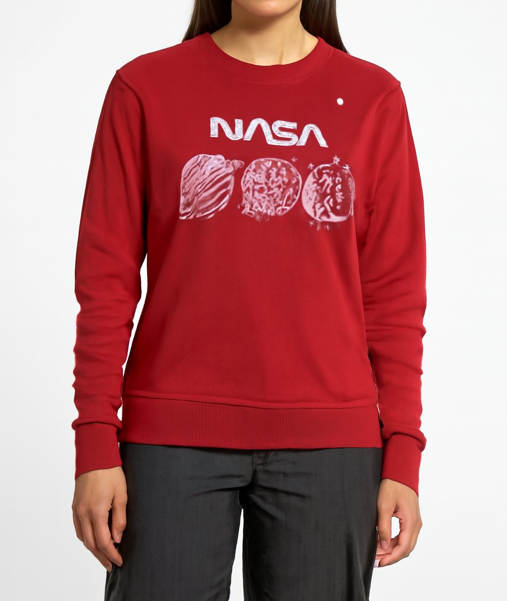 NASA Graphic Sweatshirt with Planet Print