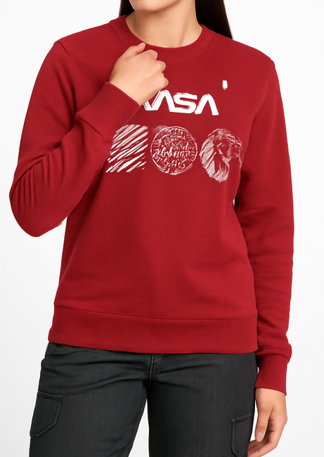 NASA Graphic Sweatshirt with Planet Print