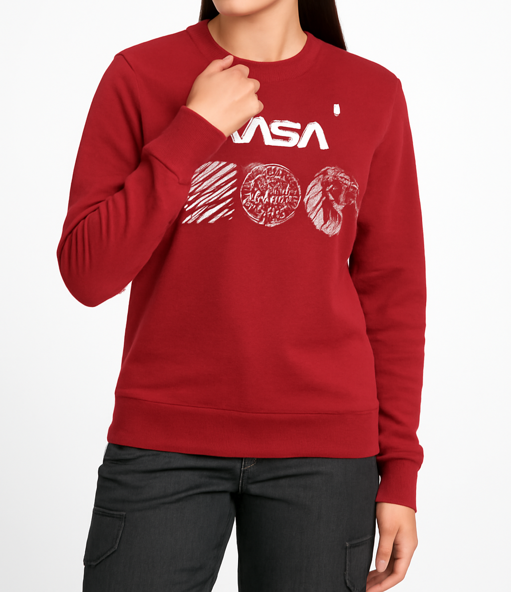 NASA Graphic Sweatshirt with Planet Print