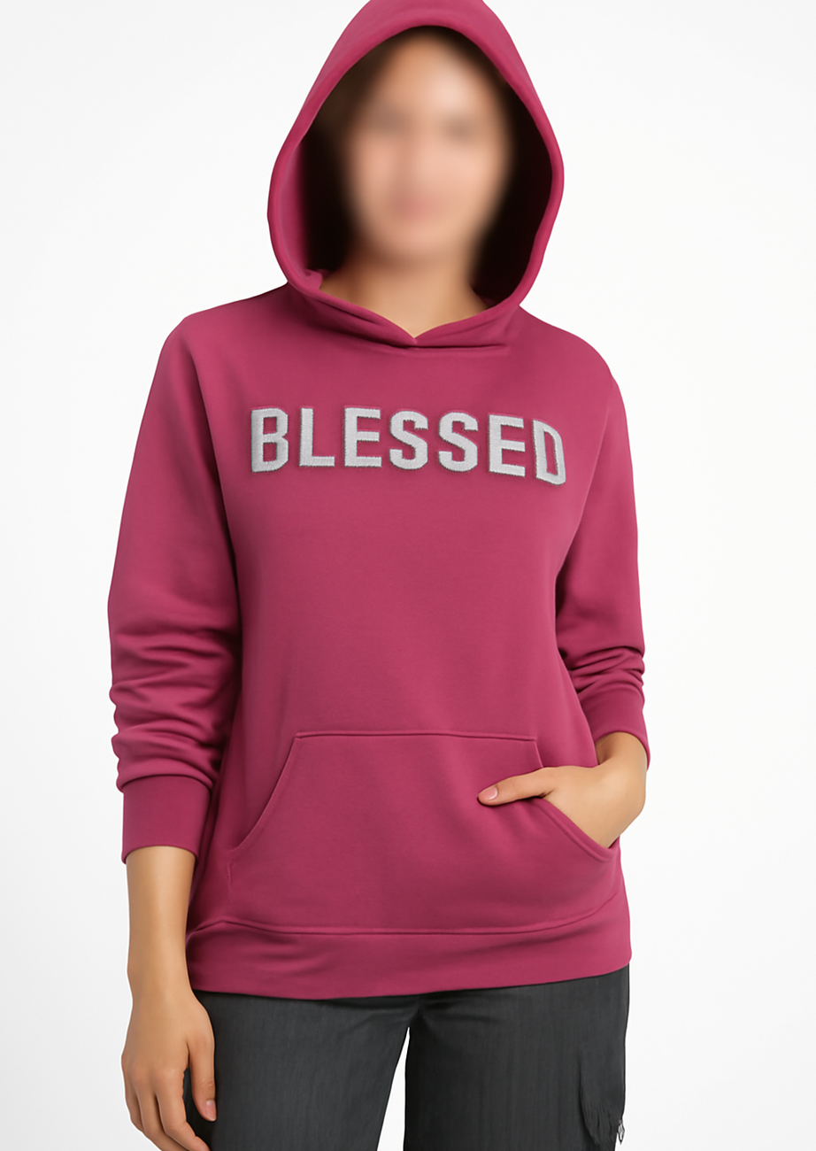 Blessed Graphic Hoodie in Magenta