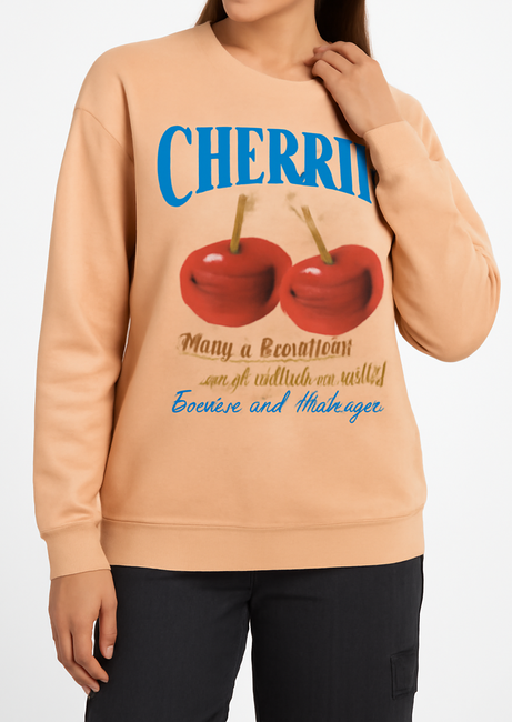 Cherry Graphic Sweatshirt with Playful Typography