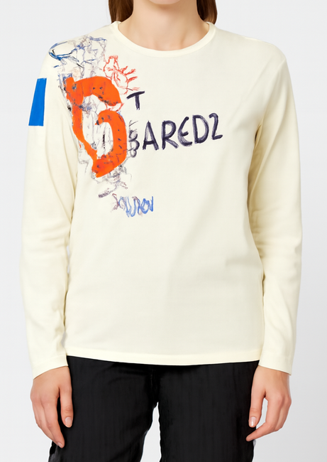 Cream Graphic Long Sleeve T-Shirt