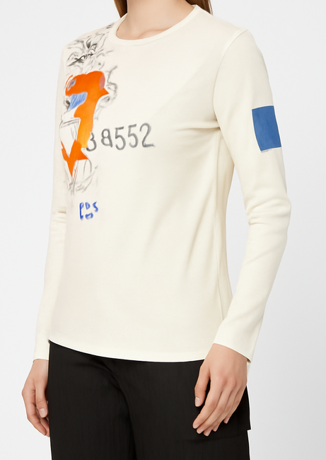 Cream Graphic Long Sleeve T-Shirt