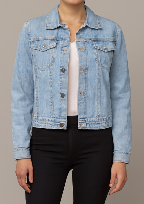 Classic Light Blue Denim Jacket with Vintage Touch