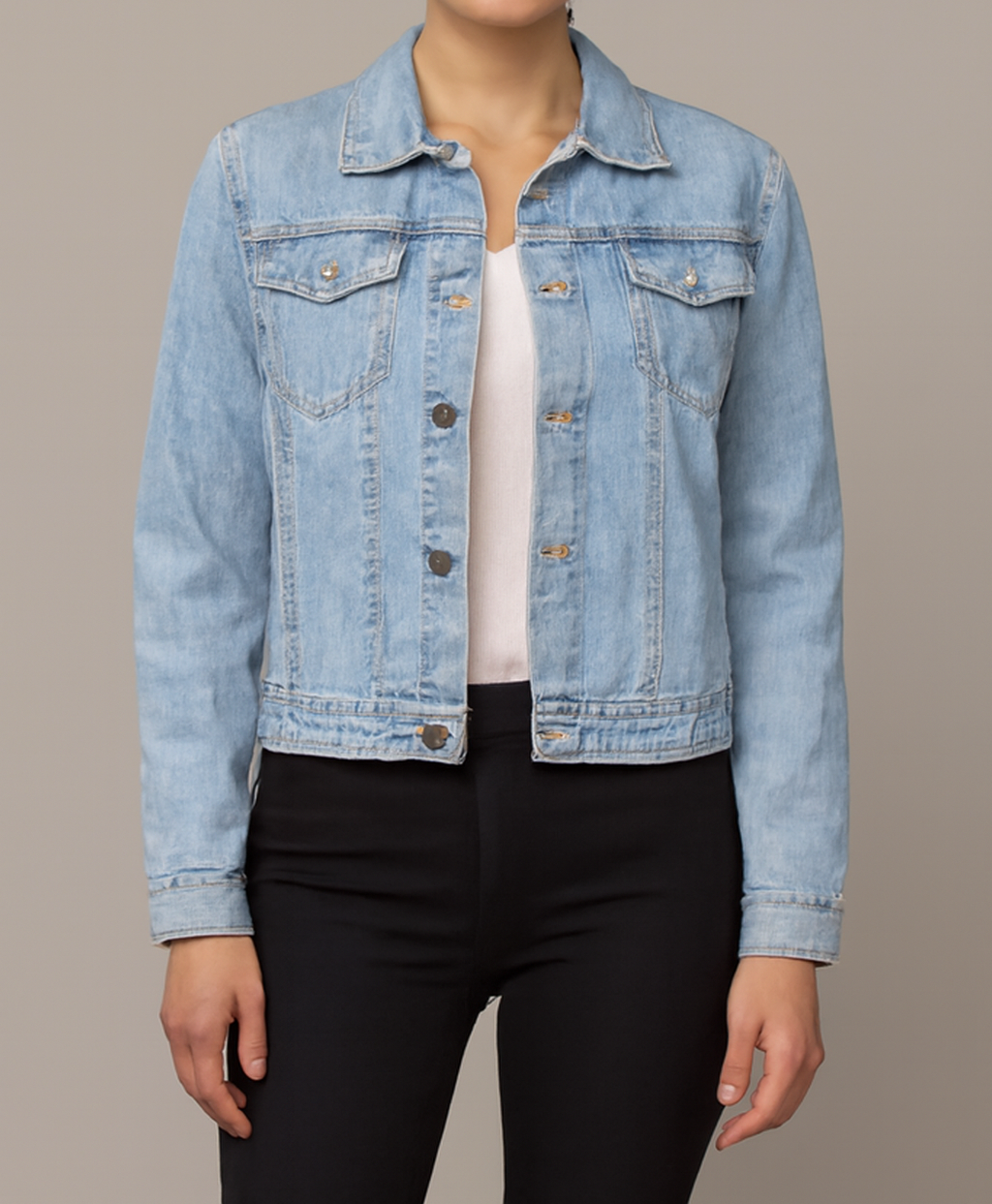 Classic Light Blue Denim Jacket with Vintage Touch
