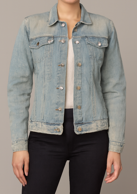 Vintage Wash Light Blue Denim Jacket