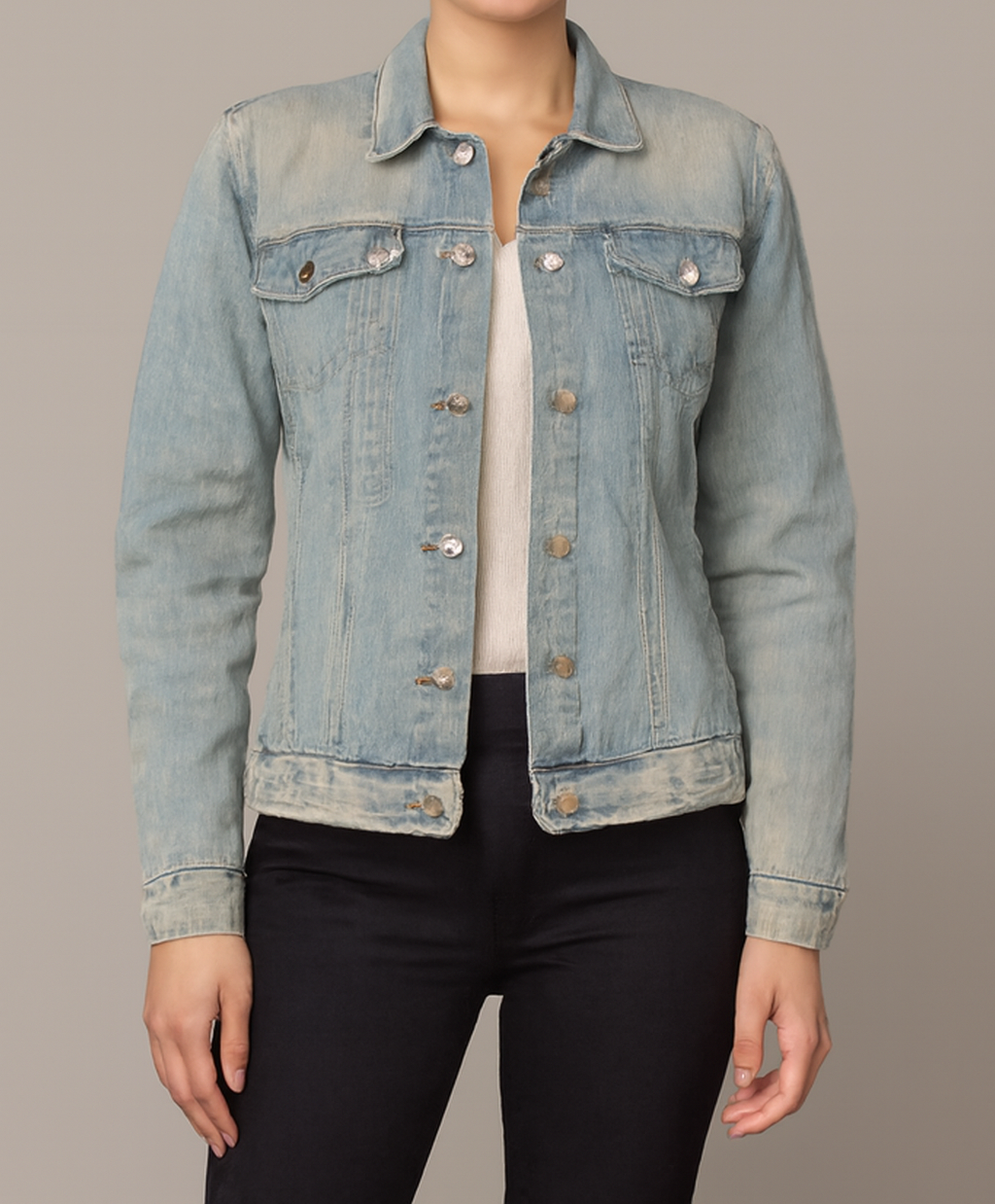 Vintage Wash Light Blue Denim Jacket