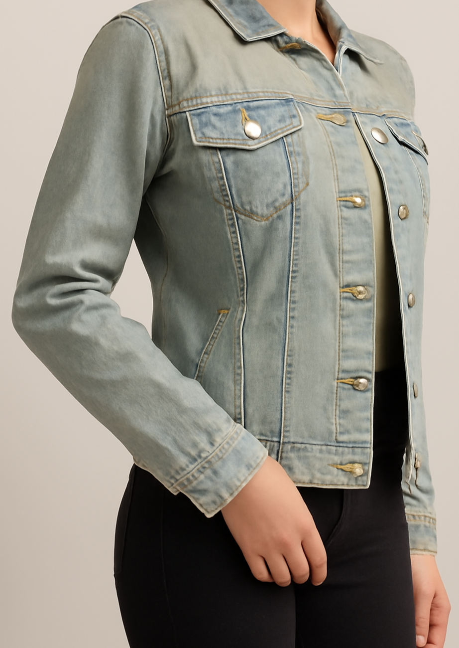 Vintage Wash Light Blue Denim Jacket