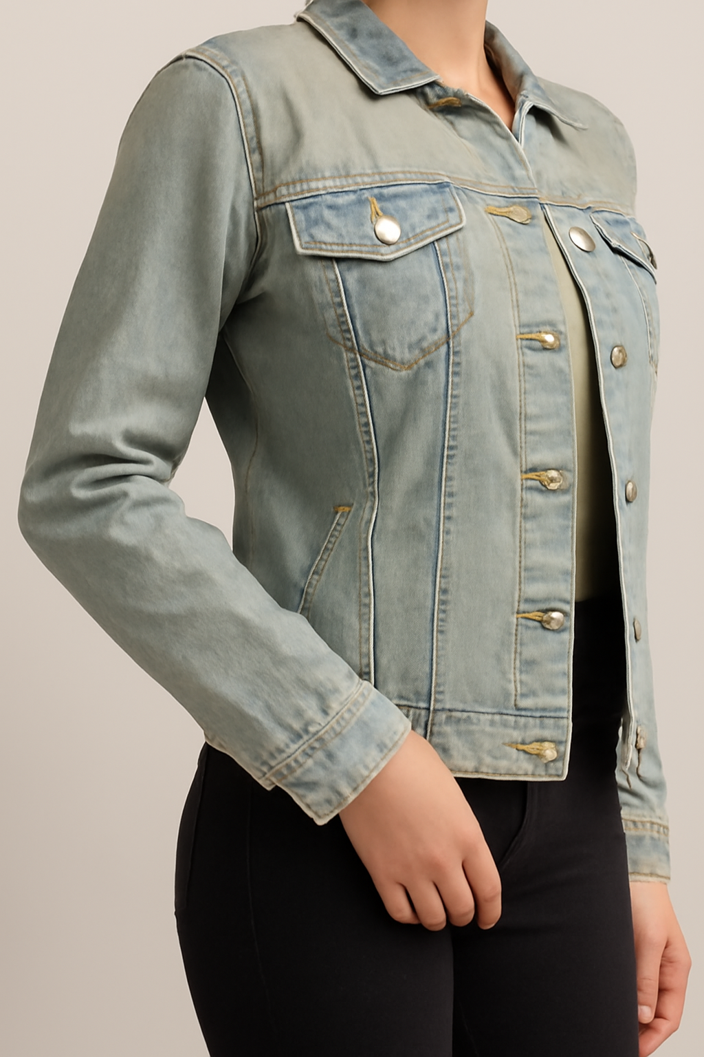 Vintage Wash Light Blue Denim Jacket
