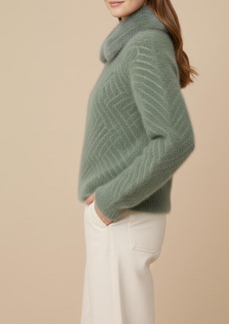 Luxury Fuzzy Knit Cardigan with Faux Fur Collar