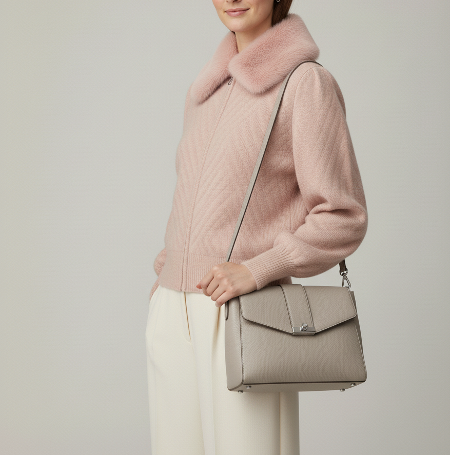 Light Pink Fur-Collar Women’s Cardigan 🌸