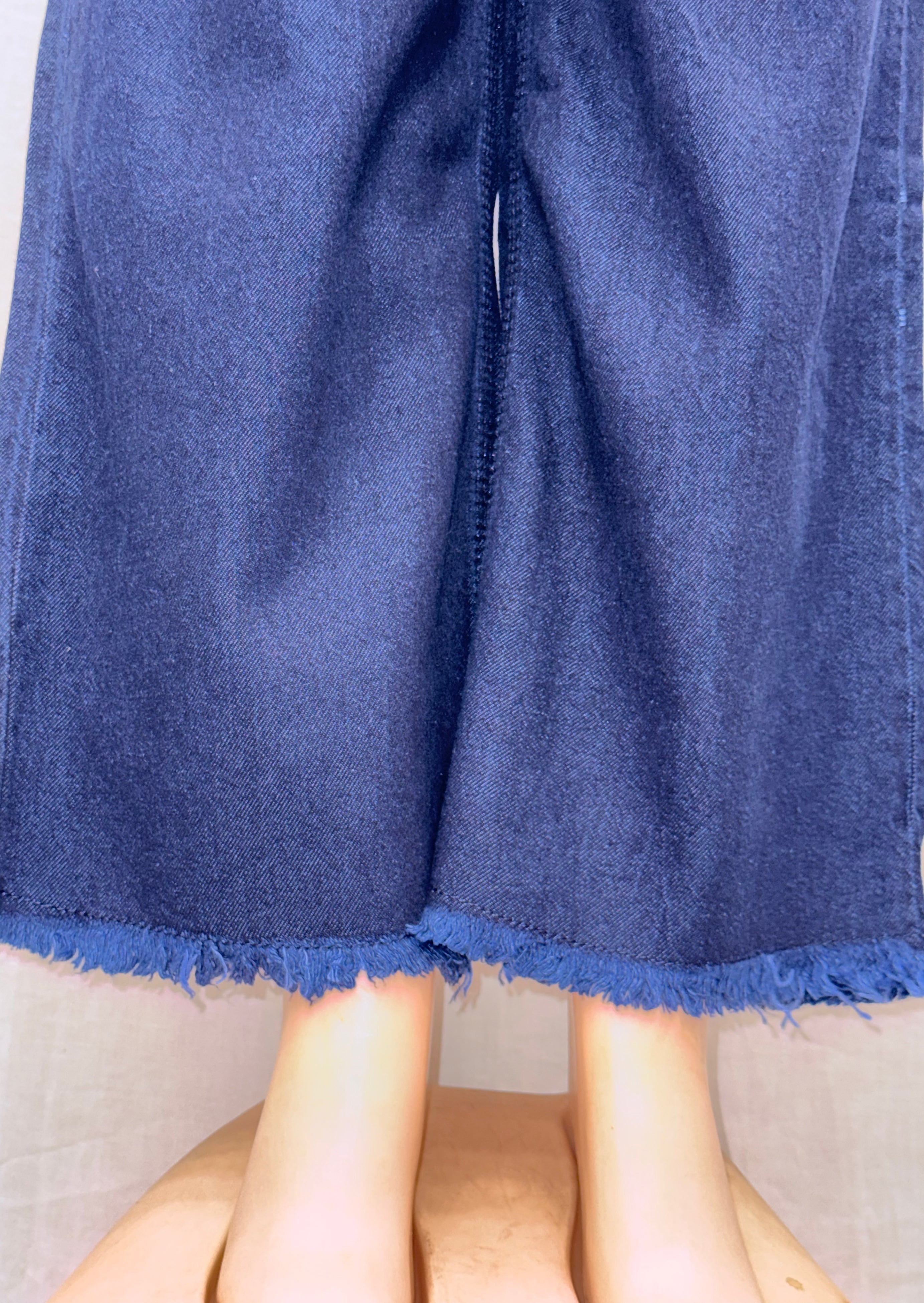 Dark Blue Wide Leg Open Bottom Ladies Jeans, comfort stretch Denim