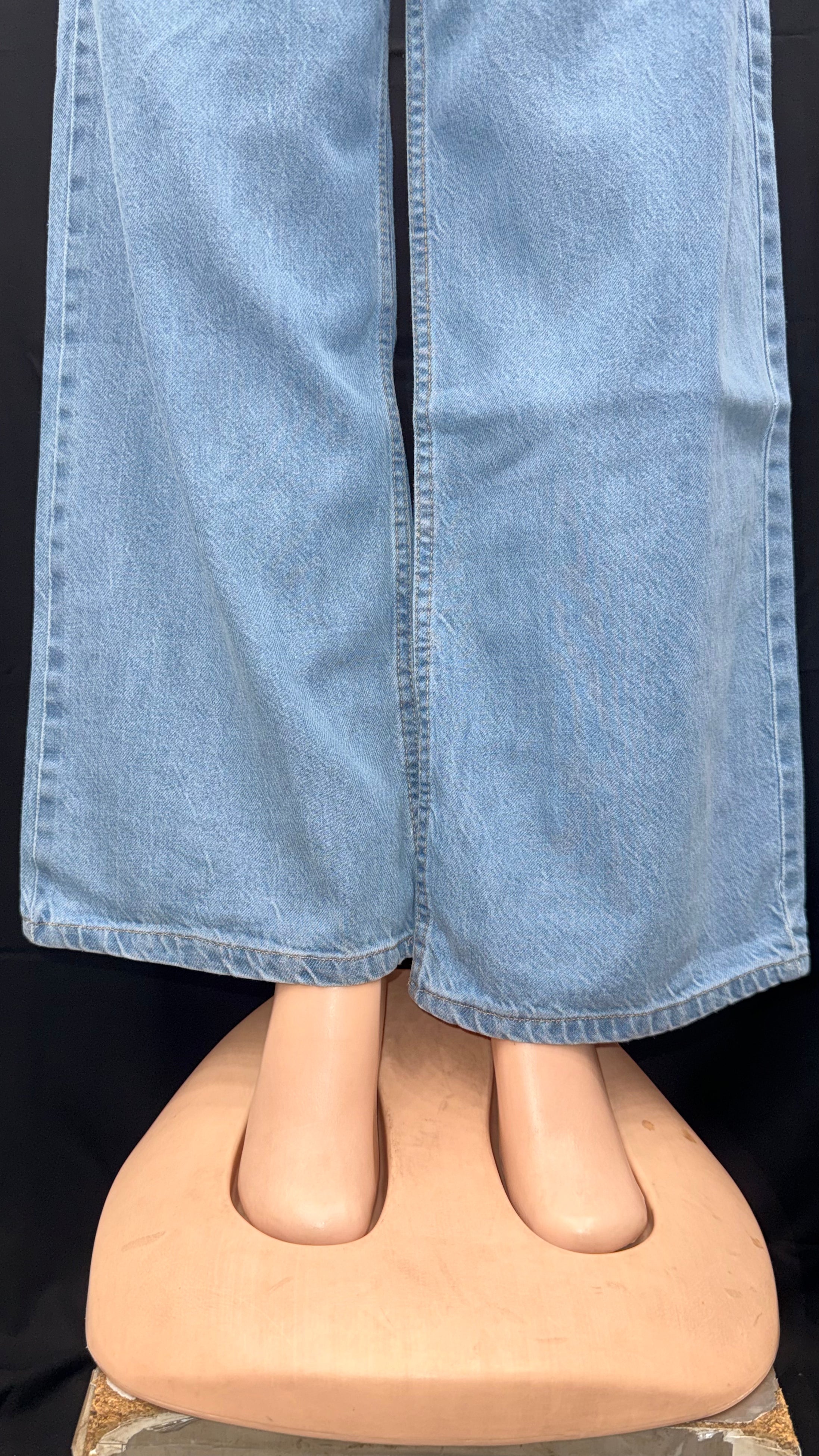 ice blue high waist wide leg denim jeans for women