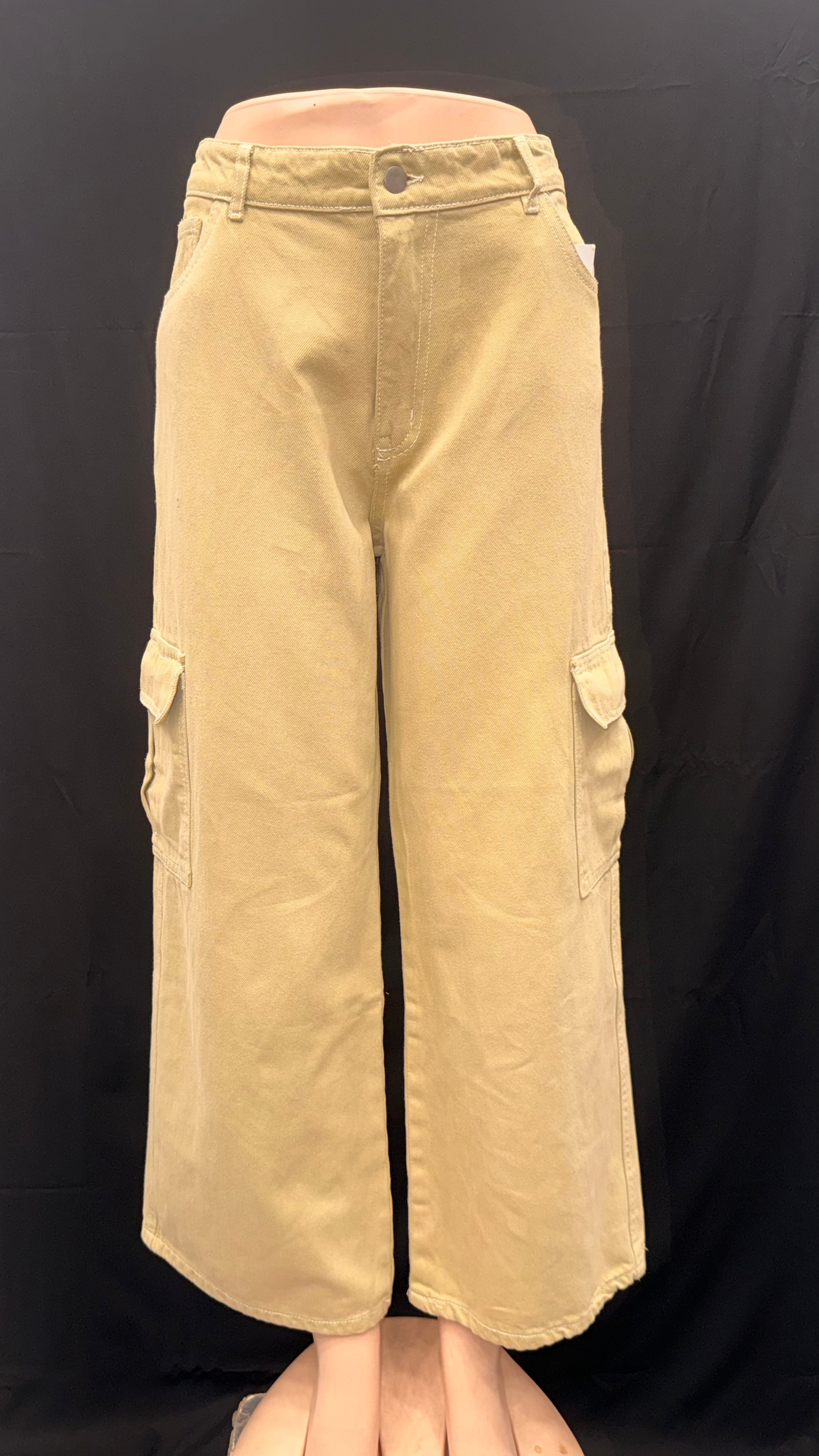 Girls' Casual Versatile Loose Fit Washed Denim Cargo Pants ...