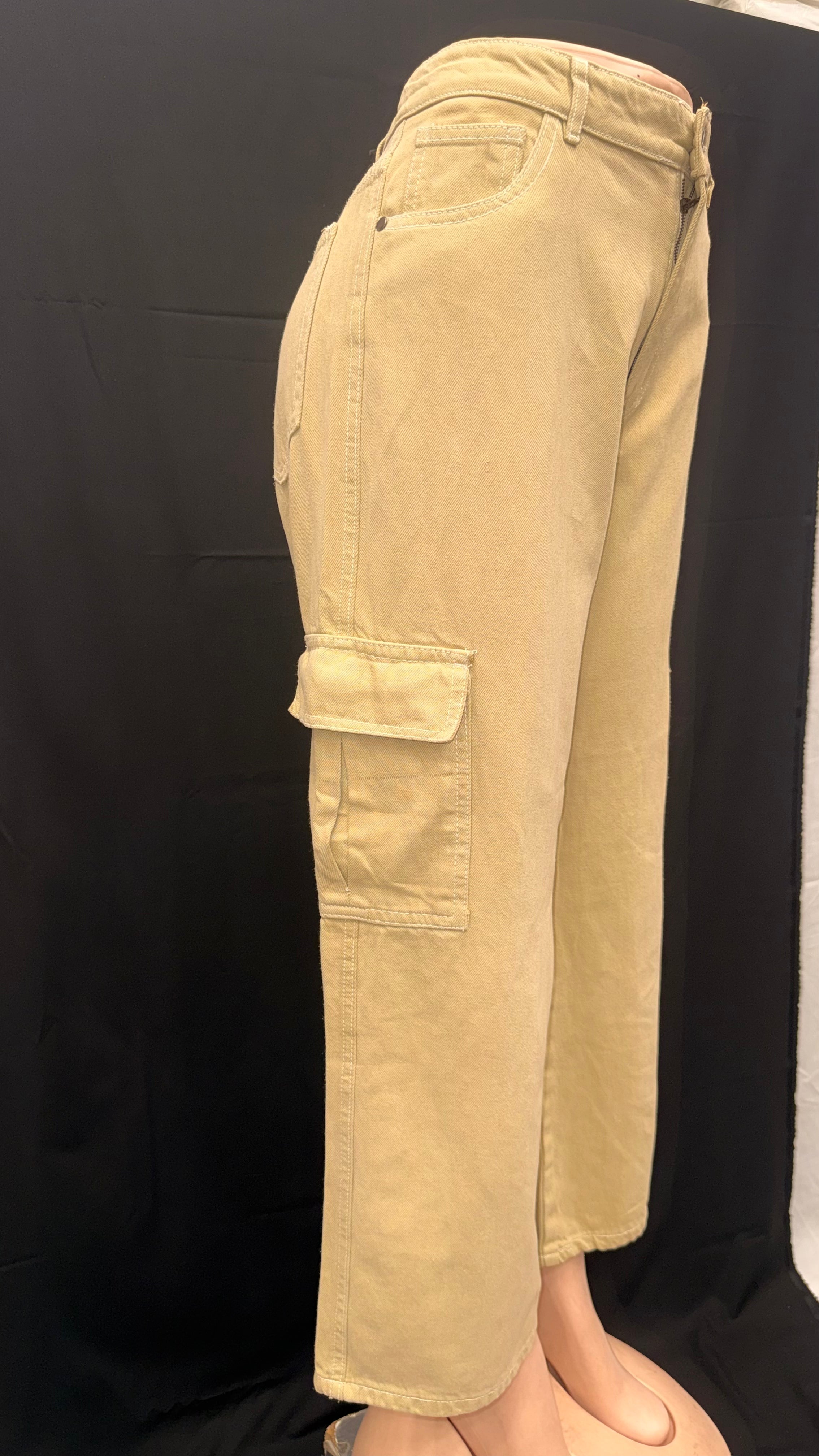 Girls' Casual Versatile Loose Fit Washed Denim Cargo Pants ...