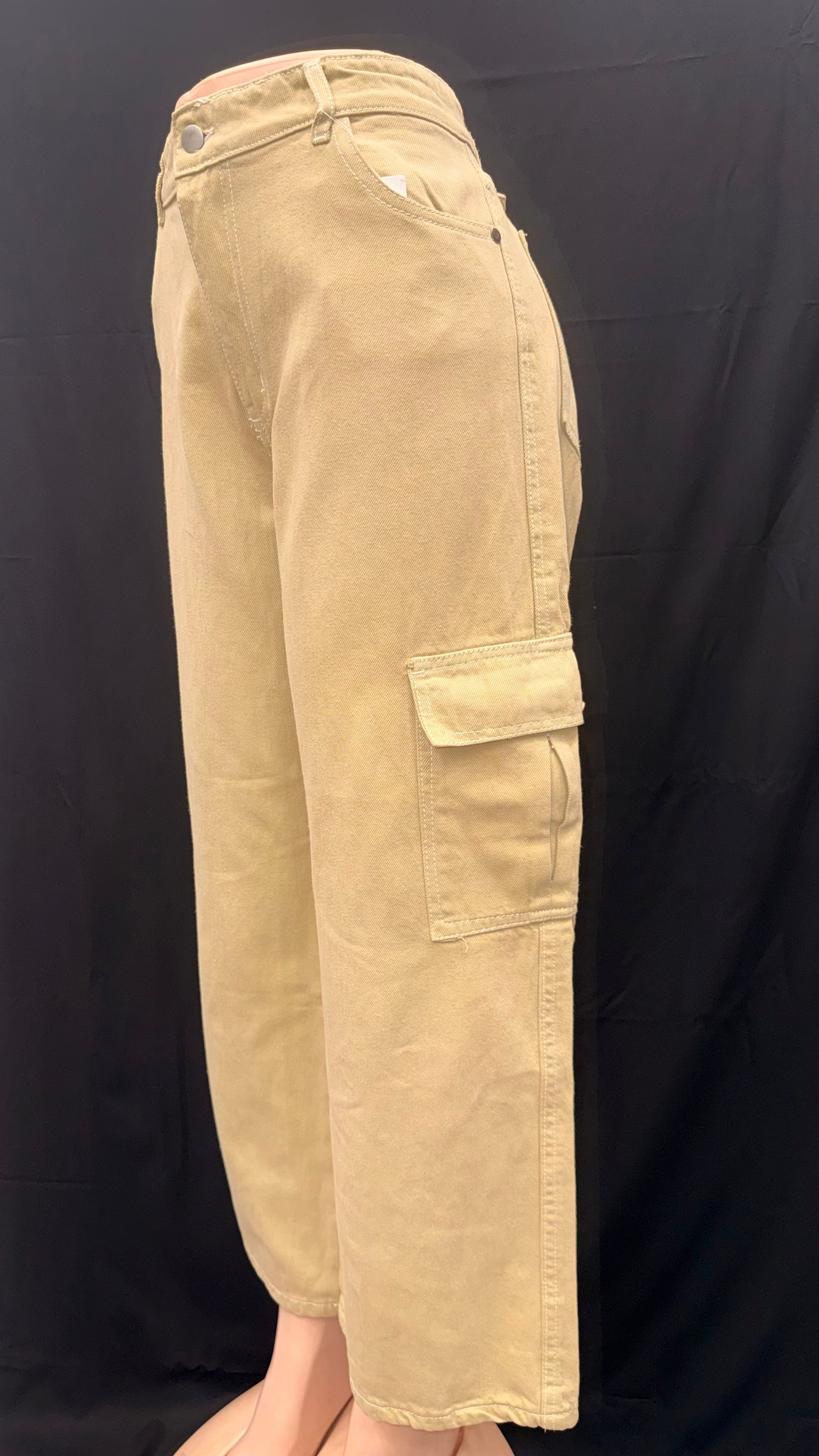 Girls' Casual Versatile Loose Fit Washed Denim Cargo Pants ...