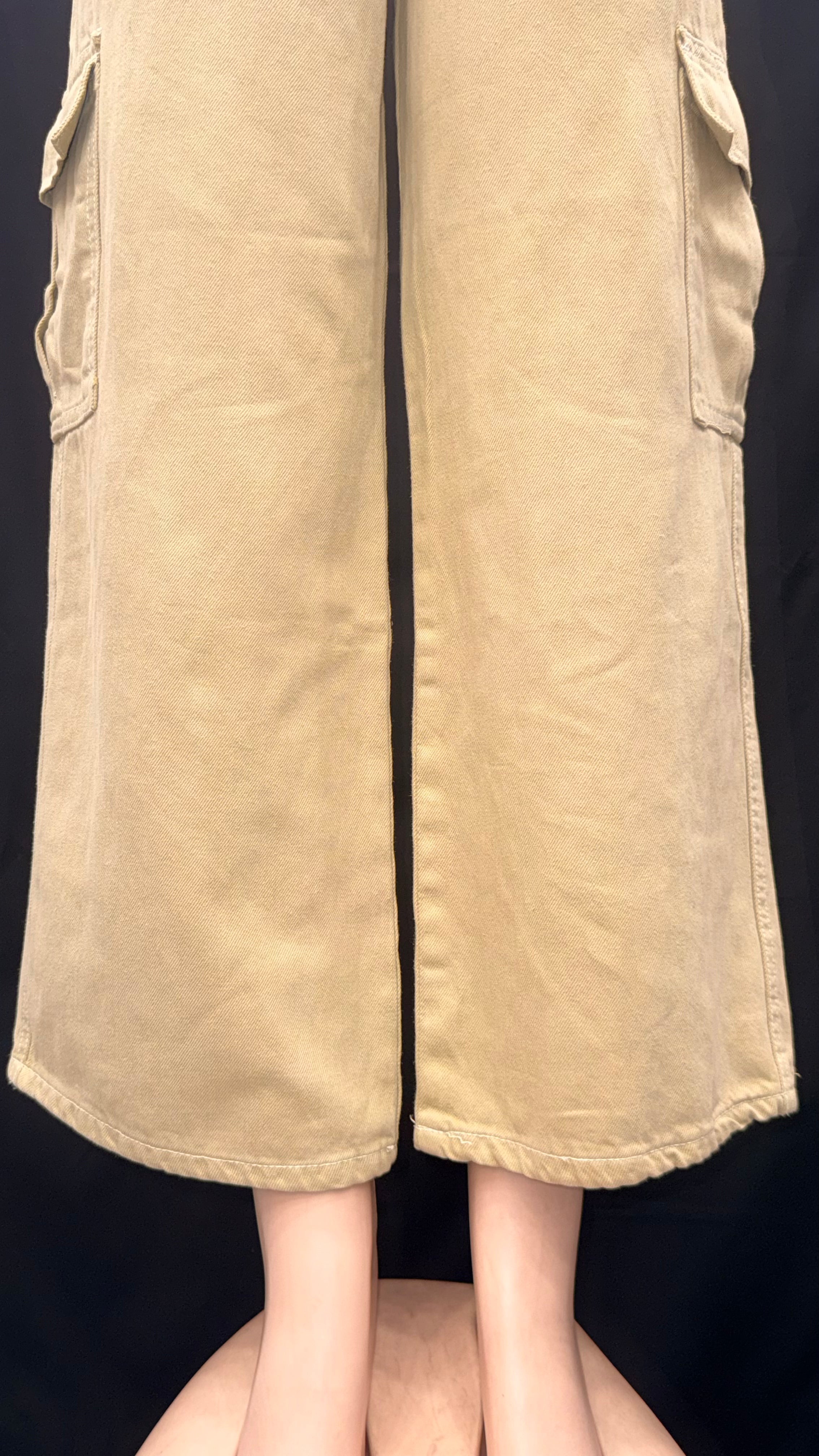 Girls' Casual Versatile Loose Fit Washed Denim Cargo Pants ...