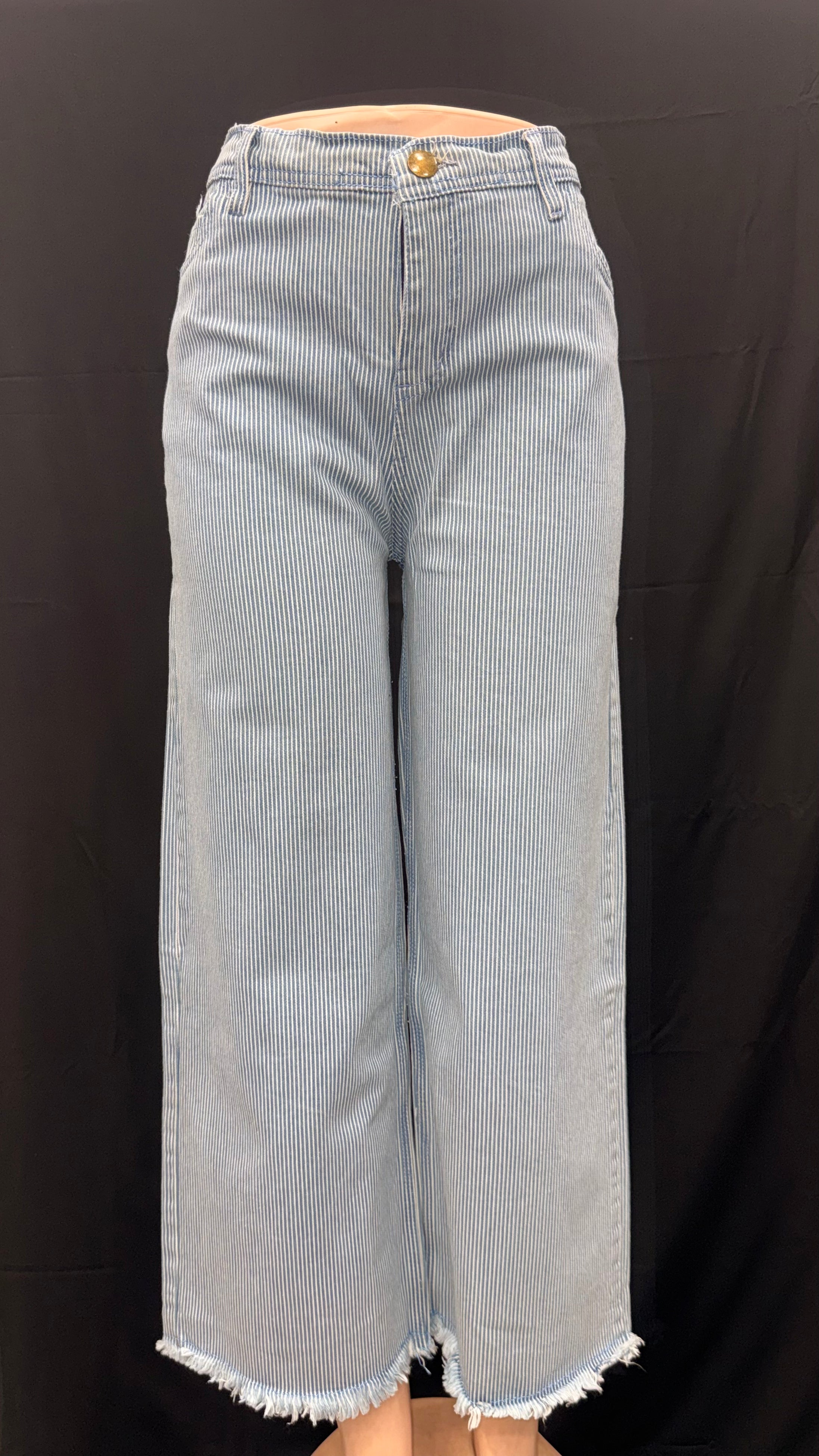 Striped Denim Flapper (Sky blue)