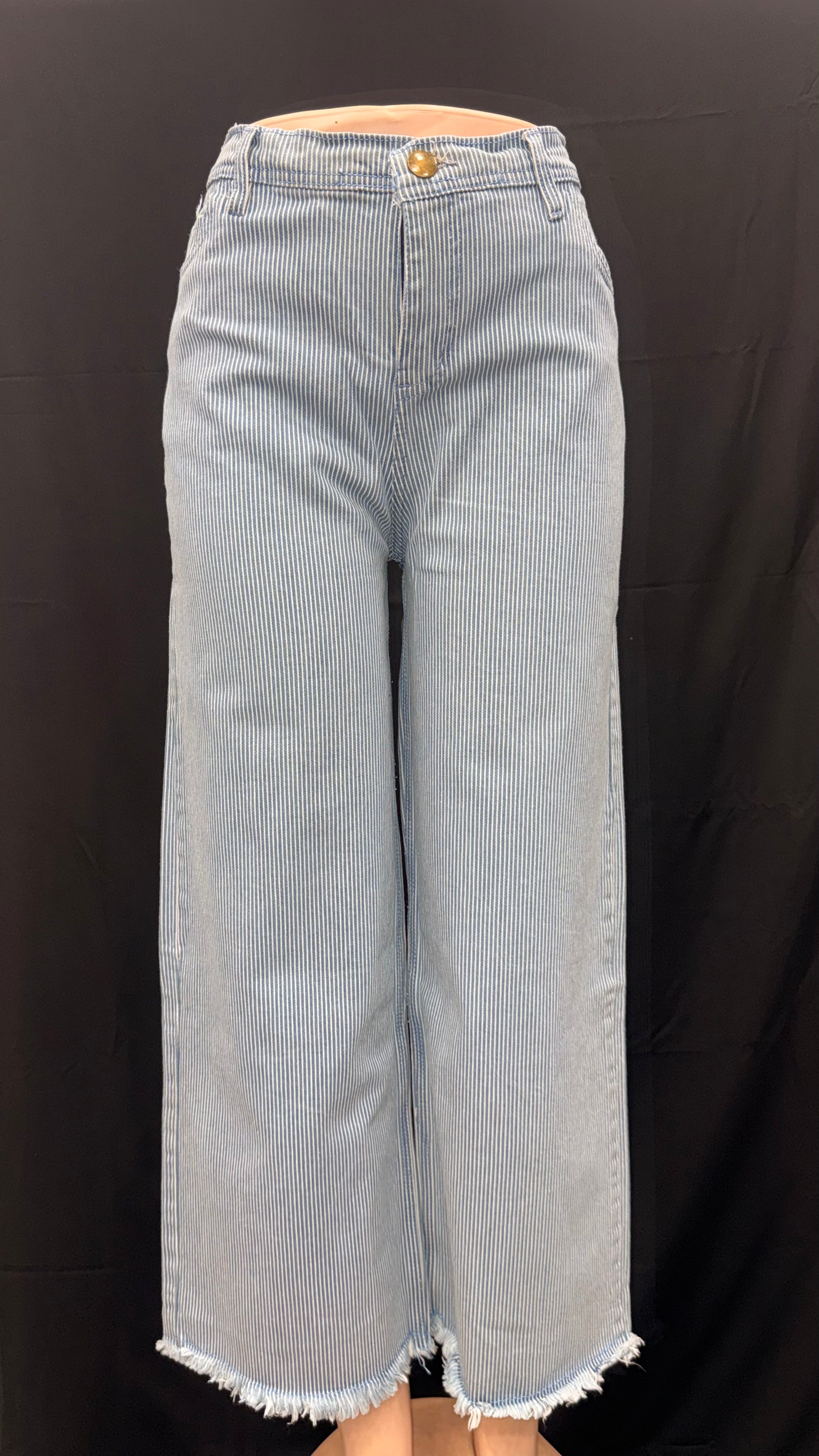 Striped Denim Flapper (Sky blue)