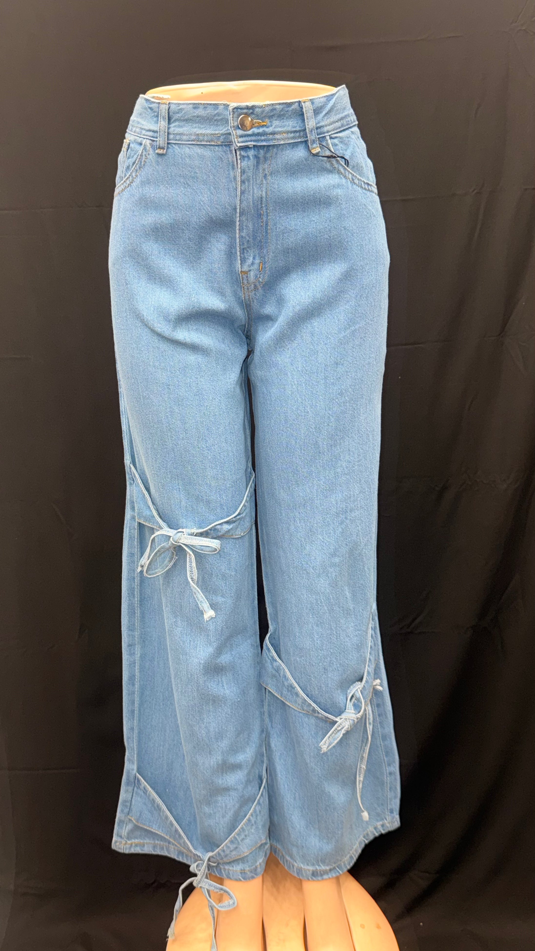 Amaya Bow Jeans – Stylish High-Waist Denim with Cute Bow Detailing for Trendy Girls