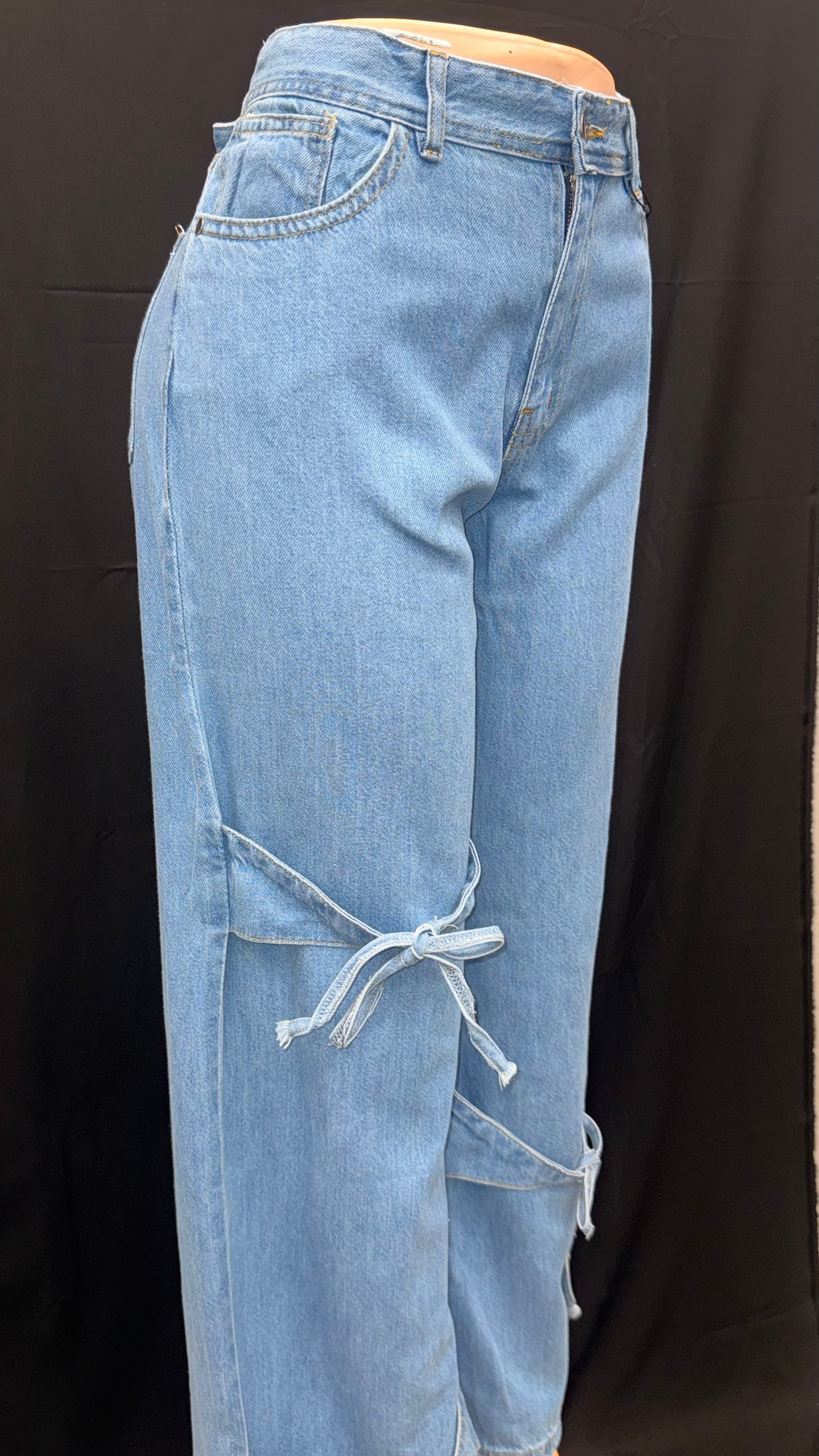 Amaya Bow Jeans – Stylish High-Waist Denim with Cute Bow Detailing for Trendy Girls