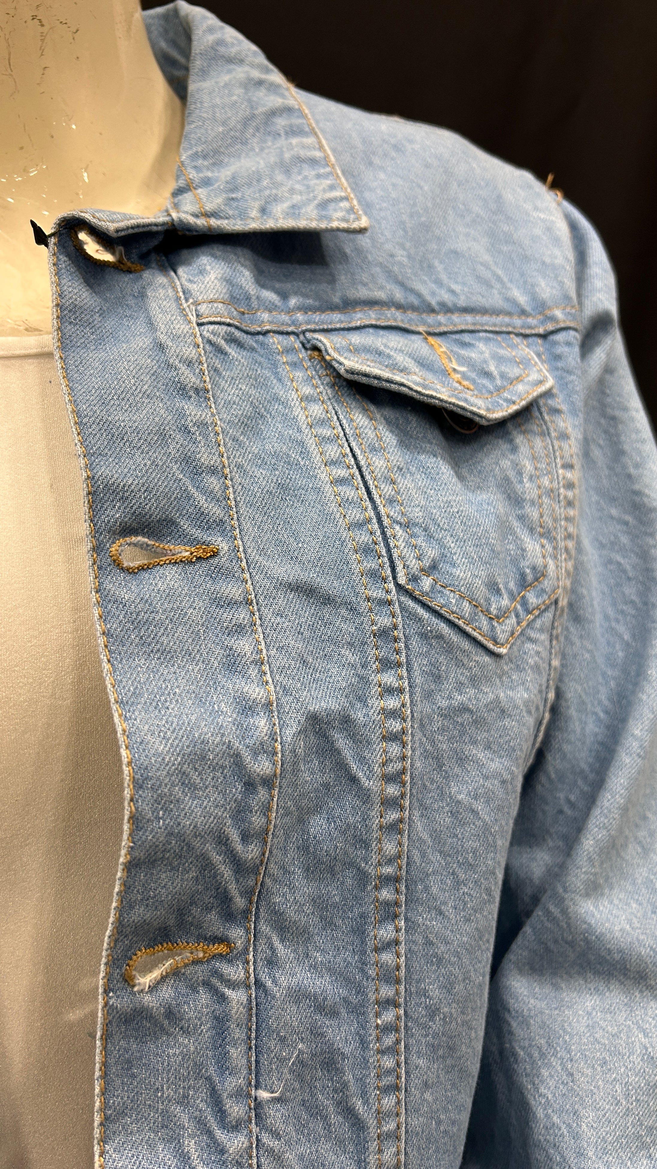 Classic Light Blue Denim Jacket with Vintage Touch