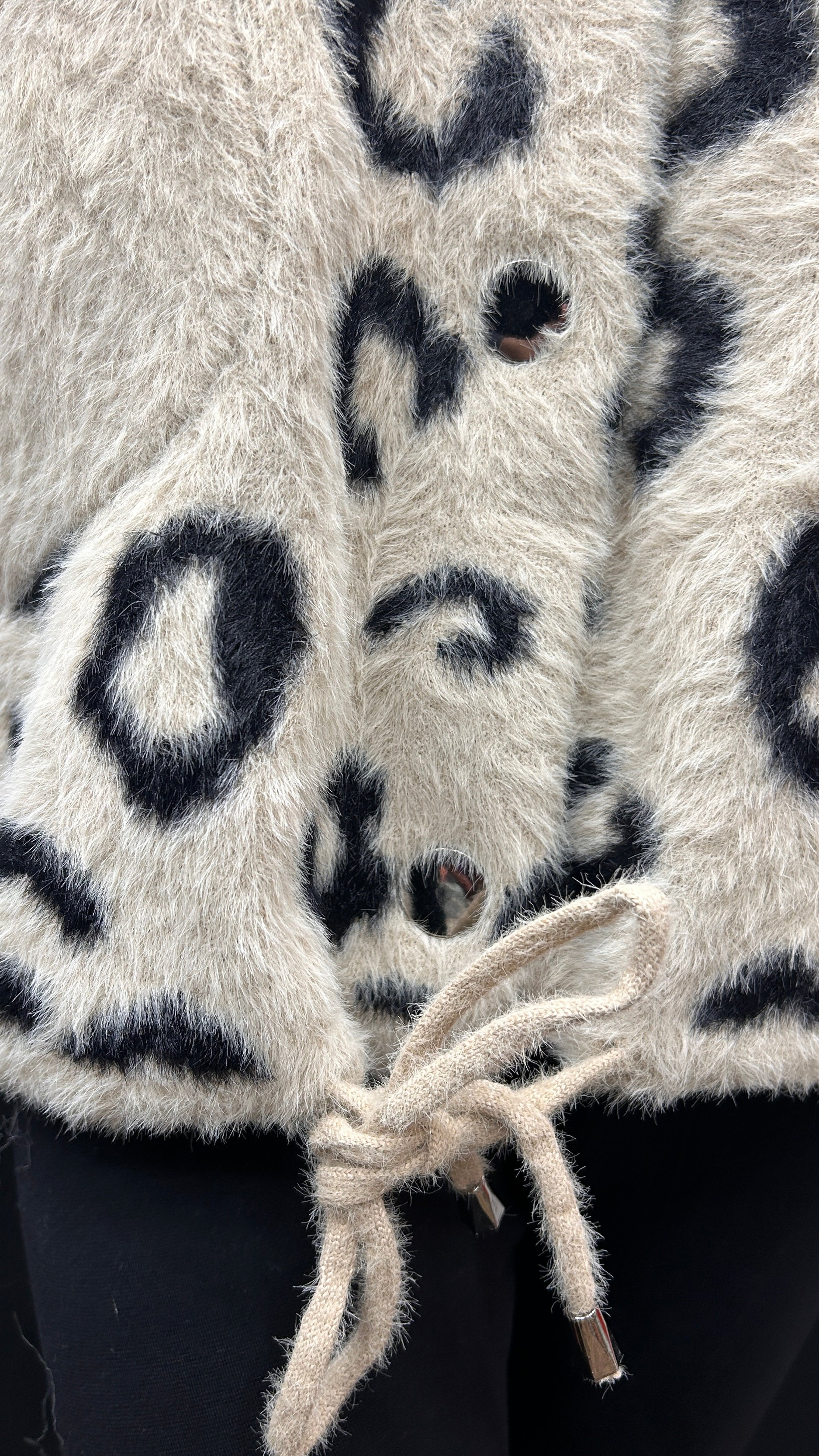 Women's Plush Leopard-Print Faux Fur jacket with Drawstring & Fur Collar