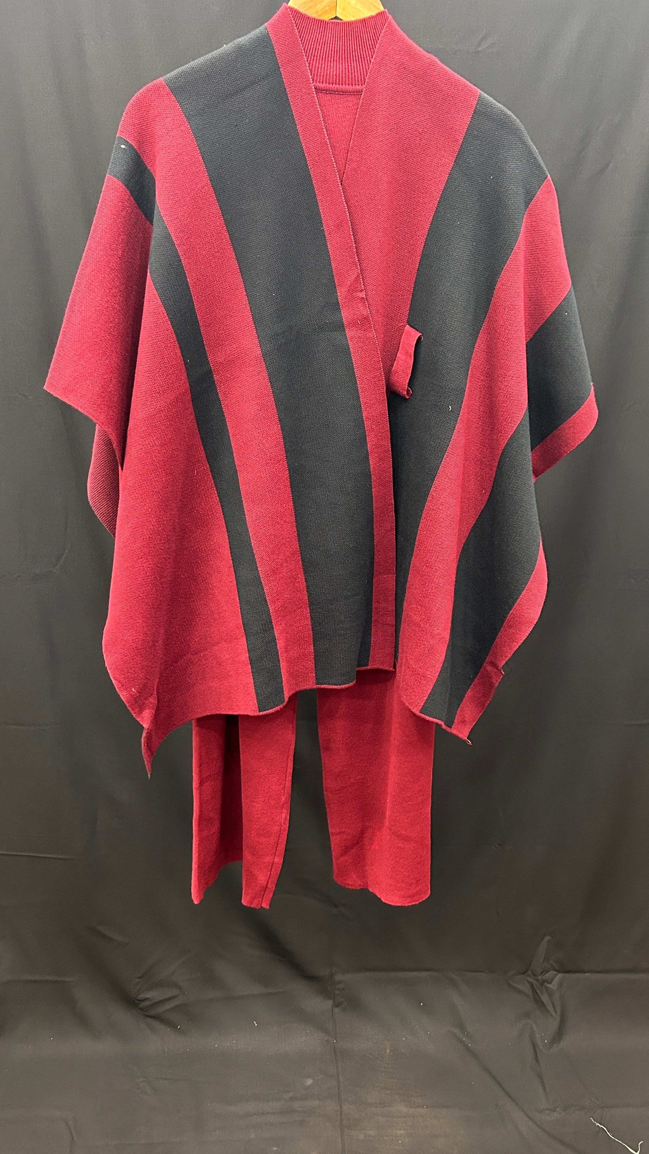 Elegant 3-Piece Knit Co-ord Set with Cape Shawl