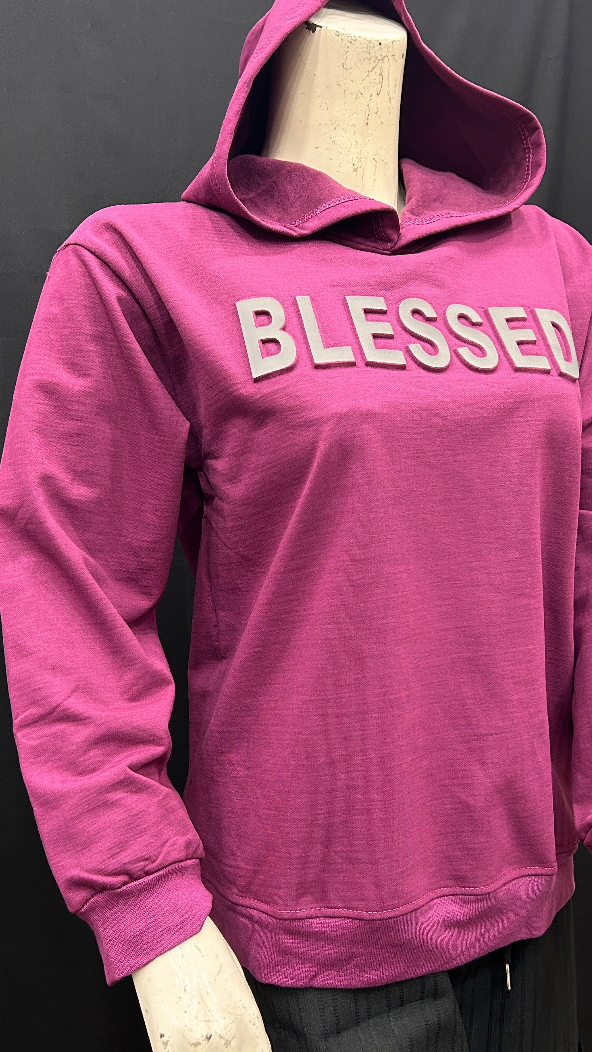 Blessed Graphic Hoodie in Magenta