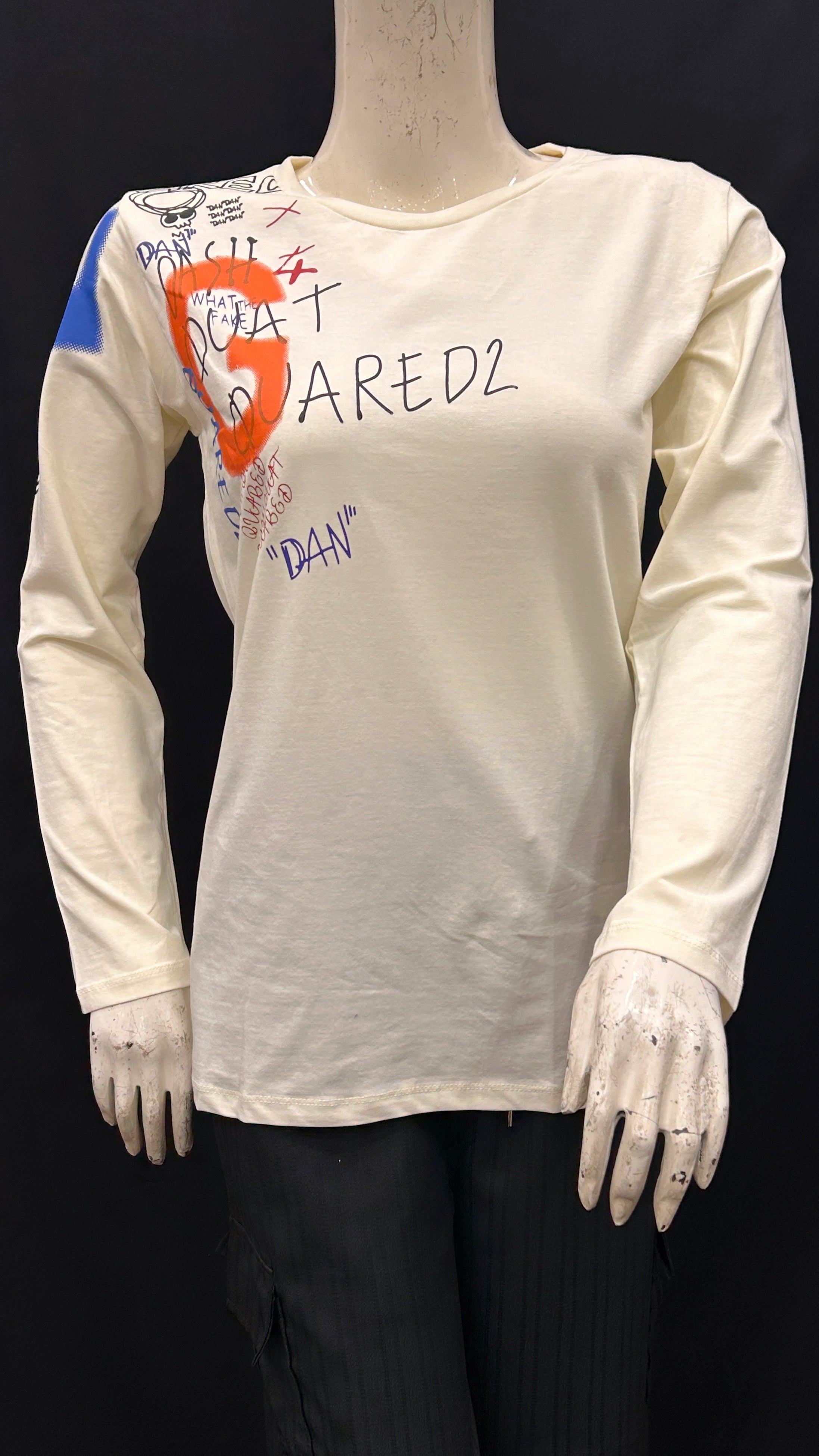 Cream Graphic Long Sleeve T-Shirt